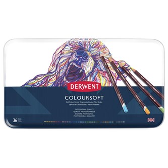 Värikynä Derwent Coloursoft, 36 väriä x 2 ras