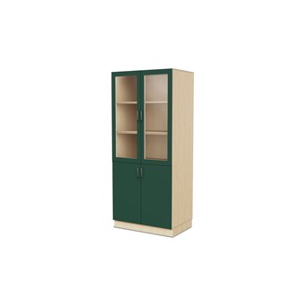 Fixa materiaalikaappi, 2 umpiovea, 2 lasiovea, 3:5 S58 cm, koivu