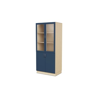 Fixa materiaalikaappi, 2 umpiovea, 2 lasiovea, 3:5 S58 cm, koivu