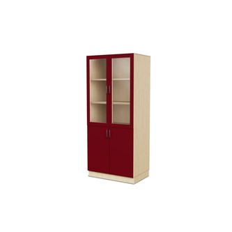 Fixa materiaalikaappi, 2 umpiovea, 2 lasiovea, 3:5 S58 cm, koivu