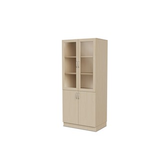 Fixa materiaalikaappi, 2 umpiovea, 2 lasiovea, 3:5 S58 cm, koivu