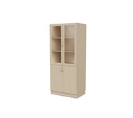 Fixa materiaalikaappi, 2 umpiovea, 2 lasiovea, 3:5 S58 cm, koivu