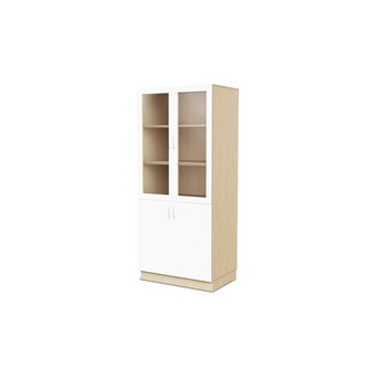 Fixa materiaalikaappi, 2 umpiovea, 2 lasiovea, 3:5 S58 cm, koivu