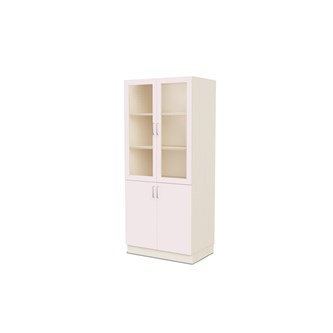 Fixa materiaalikaappi, 2 umpiovea, 2 lasiovea, 3:5 S58 cm, kuultovalkoinen