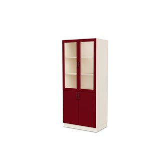 Fixa materiaalikaappi, 2 umpiovea, 2 lasiovea, 3:5 S58 cm, kuultovalkoinen