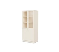 Fixa materiaalikaappi, 2 umpiovea, 2 lasiovea, 3:5 S58 cm, kuultovalkoinen