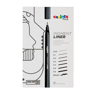 Kuitukärkikynä Carioca Plus Pigment Liner, 8 kpl