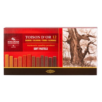 Kuivapastelliliitu Koh-I-Noor Toison D'or, ruskean sävyt, 12 väriä