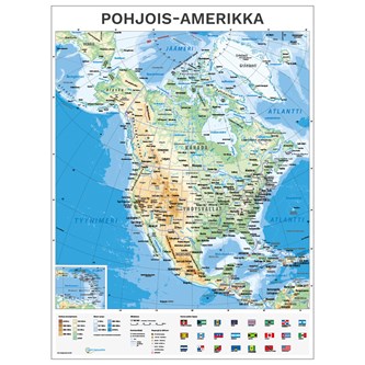Kouluseinäkartta Pohjois-Amerikka, riiputettava