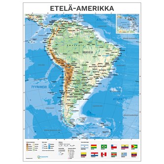 Kouluseinäkartta Etelä-Amerikka, liukuvaunussa