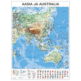 Kouluseinäkartta Aasia ja Australia, riiputettava