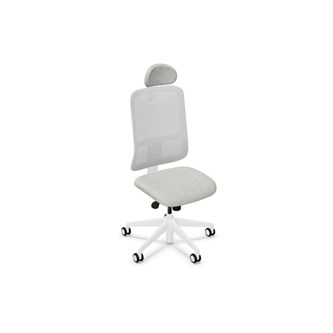 Utila FS työtuoli, vaaleanharmaa, verkkoselkä, niskatuki, Synergy-kankaalla