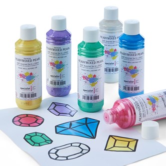 Askarteluvärilajitelma helmiäisvärit, 6 x 250 ml