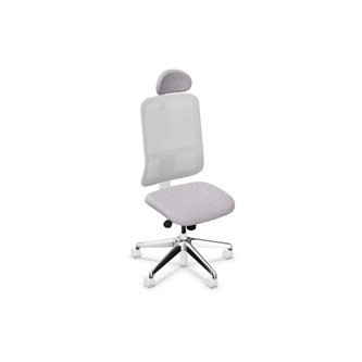 Utila FS työtuoli, vaaleanharmaa, verkkoselkä, niskatuki, Rivet-kankaalla