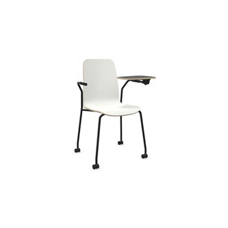 Vapaa tuoli, korkea selkä, kirjoitustaso, musta 4-pistejalusta pyörillä