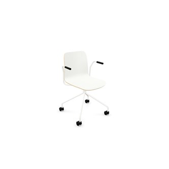 Vapaa tuoli, matala selkä, valkoinen ristikko pyörillä