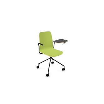 Vapaa tuoli, korkea selkä, kirjoitustaso, musta ristikko pyörillä