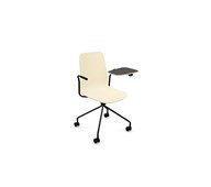 Vapaa tuoli, korkea selkä, kirjoitustaso, musta ristikko pyörillä