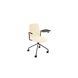 Vapaa tuoli, korkea selkä, kirjoitustaso, musta ristikko pyörillä