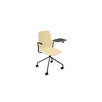 Vapaa tuoli, korkea selkä, kirjoitustaso, musta ristikko pyörillä