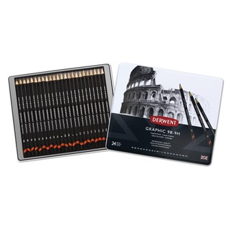 Piirustuskynä Derwent 9B-9H, 24 kpl