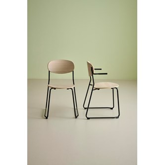 Collab tuoli FSC BX lenkkijalat, ik 45 cm, käsinojilla, musta runko