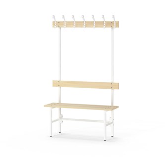 Novis Basic yksipuolinen pukuhuonepenkki 100 cm, valkoinen runko