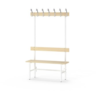 Novis Basic yksipuolinen pukuhuonepenkki 100 cm, valkoinen runko