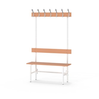 Novis Elite yksipuolinen pukuhuonepenkki 100 cm, valkoinen runko