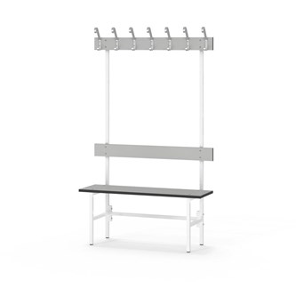 Novis Compact yksipuolinen pukuhuonepenkki 100 cm, valkoinen runko