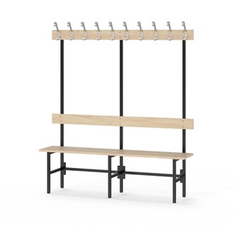 Novis Elite yksipuolinen pukuhuonepenkki 150 cm, musta runko