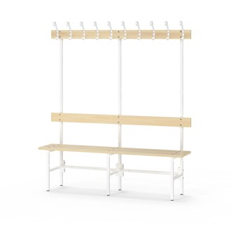 Novis Basic yksipuolinen pukuhuonepenkki 150 cm, valkoinen runko