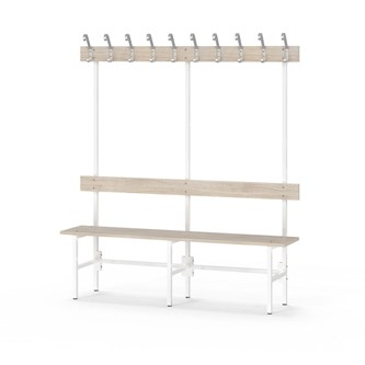 Novis Elite yksipuolinen pukuhuonepenkki 150 cm, valkoinen runko