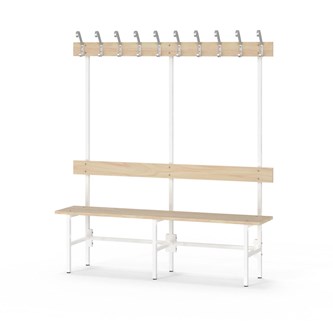 Novis Elite yksipuolinen pukuhuonepenkki 150 cm, valkoinen runko