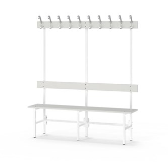 Novis Elite yksipuolinen pukuhuonepenkki 150 cm, valkoinen runko