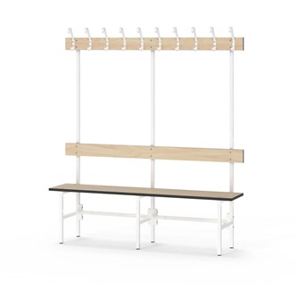 Novis Compact yksipuolinen pukuhuonepenkki 150 cm, valkoinen runko