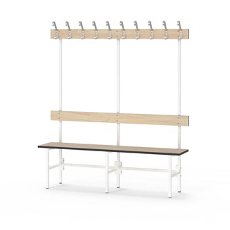 Novis Compact yksipuolinen pukuhuonepenkki 150 cm, valkoinen runko