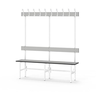 Novis Compact yksipuolinen pukuhuonepenkki 150 cm, valkoinen runko