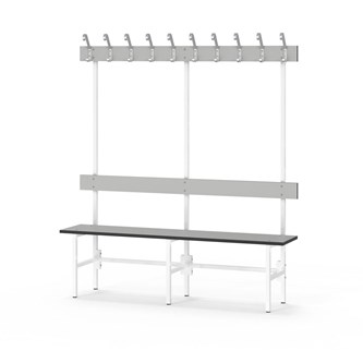 Novis Compact yksipuolinen pukuhuonepenkki 150 cm, valkoinen runko