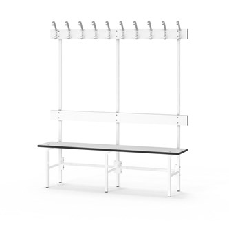 Novis Compact yksipuolinen pukuhuonepenkki 150 cm, valkoinen runko