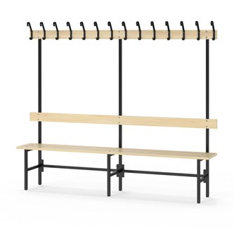 Novis Basic yksipuolinen pukuhuonepenkki 200 cm, musta runko