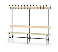 Novis Basic yksipuolinen pukuhuonepenkki 200 cm, musta runko