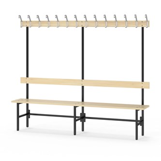 Novis Basic yksipuolinen pukuhuonepenkki 200 cm, musta runko