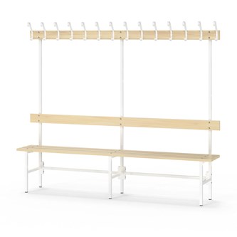 Novis Basic yksipuolinen pukuhuonepenkki 200 cm, valkoinen runko