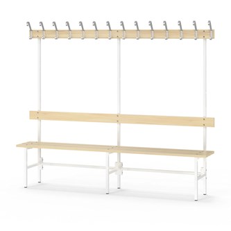 Novis Basic yksipuolinen pukuhuonepenkki 200 cm, valkoinen runko
