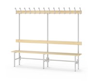Novis Basic yksipuolinen pukuhuonepenkki 200 cm, vaaleanharmaa runko