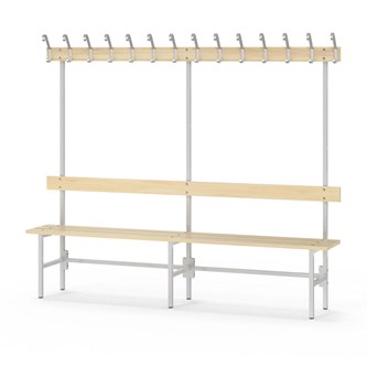 Novis Basic yksipuolinen pukuhuonepenkki 200 cm, vaaleanharmaa runko