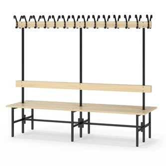 Novis Basic kaksipuolinen pukuhuonepenkki 200 cm, musta runko