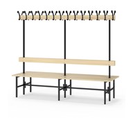 Novis Basic kaksipuolinen pukuhuonepenkki 200 cm, musta runko