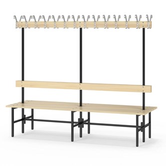 Novis Basic kaksipuolinen pukuhuonepenkki 200 cm, musta runko